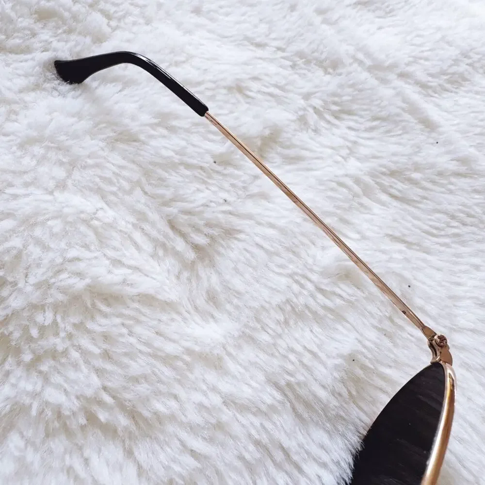 Cynthia Black w/ Gold Rims Aviator Sunglasses